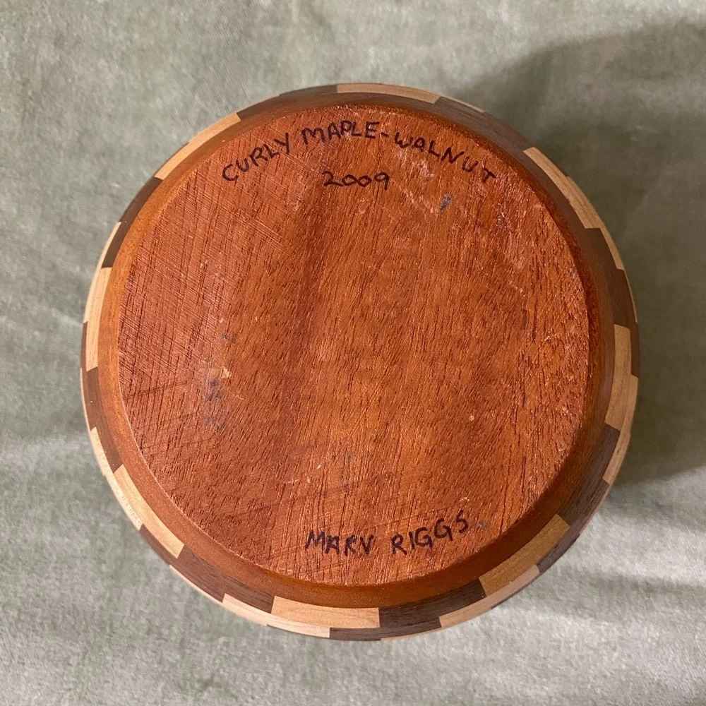 Vase curly maple walnut block stacked multi tone color in browns #1